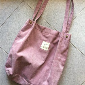 Pink Corduroy Tote Bag